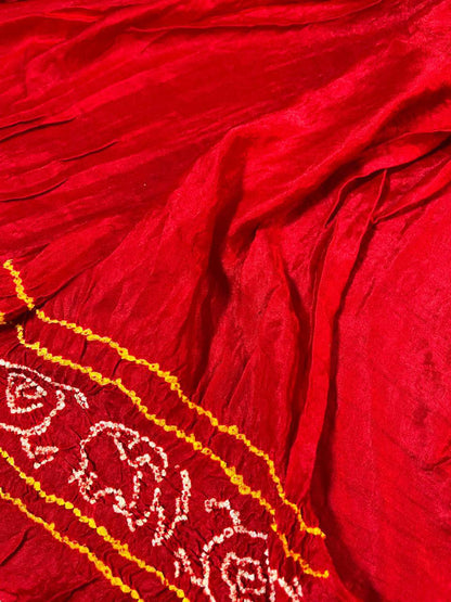 BLACK GAJJI SILK PURE HANDLOOM BANDHEJ SAREE