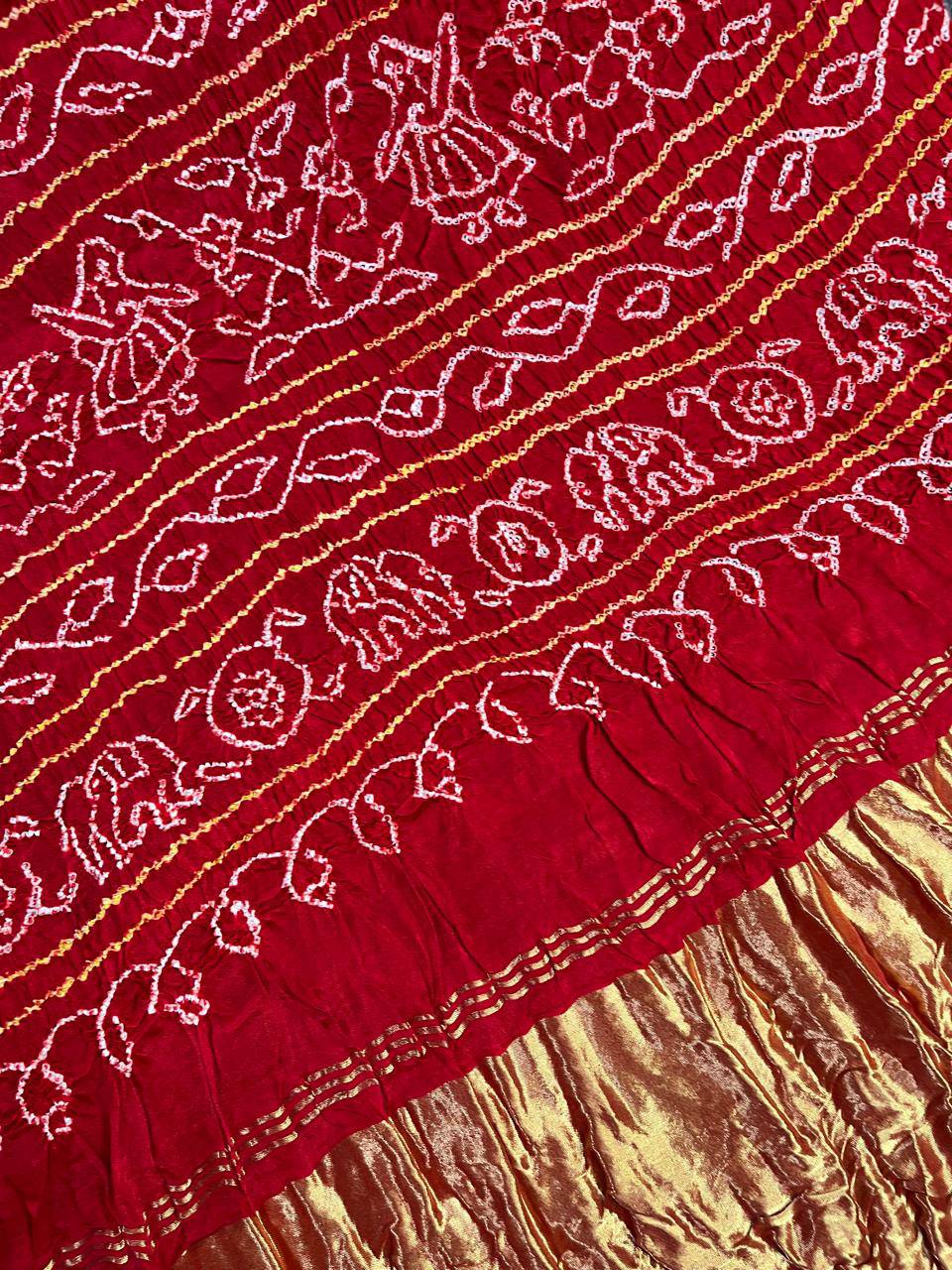 DARK PURPLE GAJJI SILK PURE HANDLOOM BANDHEJ SAREE