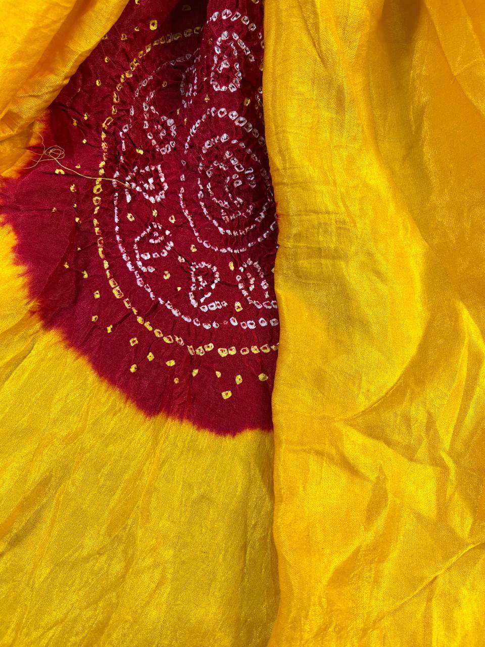YELLOW GAJJI SILK PURE HANDLOOM BANDHEJ SAREE