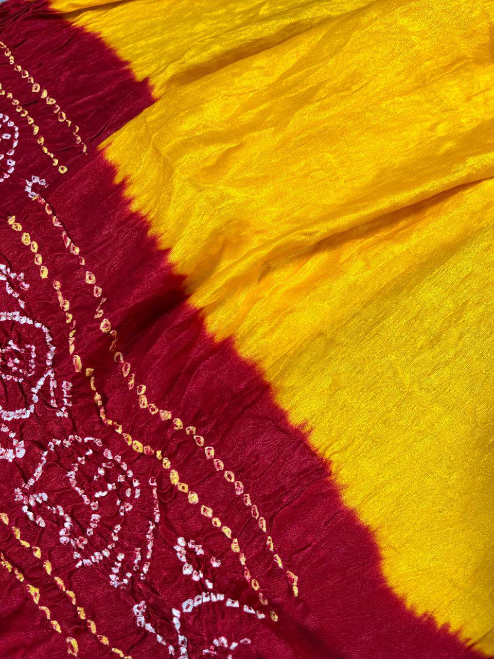 YELLOW GAJJI SILK PURE HANDLOOM BANDHEJ SAREE