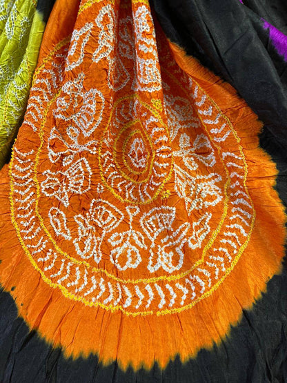 BLACK GAJJI SILK PURE HANDLOOM BANDHEJ SAREE