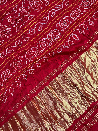 DARK PURPLE GAJJI SILK PURE HANDLOOM BANDHEJ SAREE