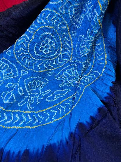 DARK PURPLE GAJJI SILK PURE HANDLOOM BANDHEJ SAREE