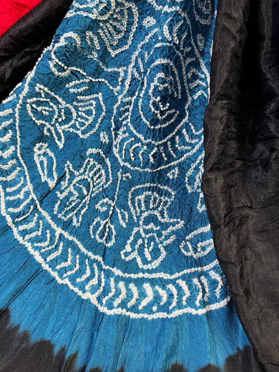 BLACK GAJJI SILK PURE HANDLOOM BANDHEJ SAREE