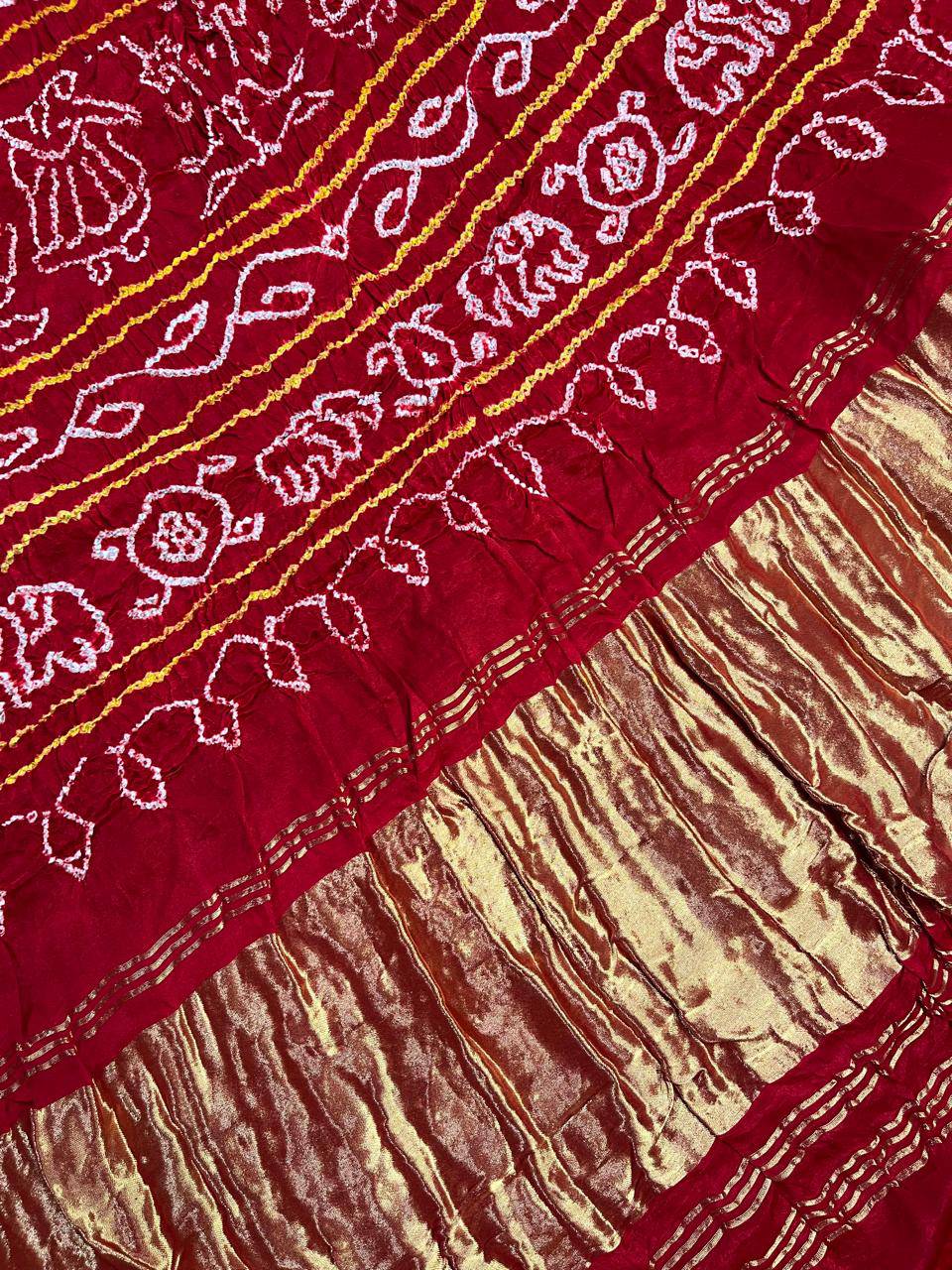 BLACK GAJJI SILK PURE HANDLOOM BANDHEJ SAREE