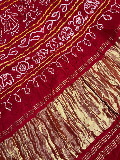 BLACK GAJJI SILK PURE HANDLOOM BANDHEJ SAREE