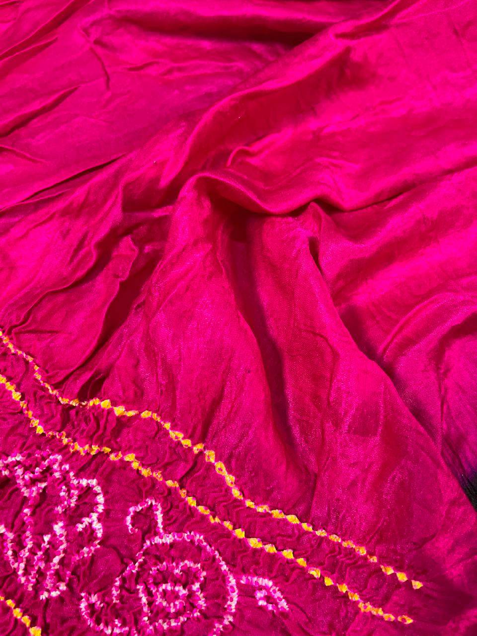 BLACK GAJI SILK PURE HANDLOOM BANDHEJ SAREE