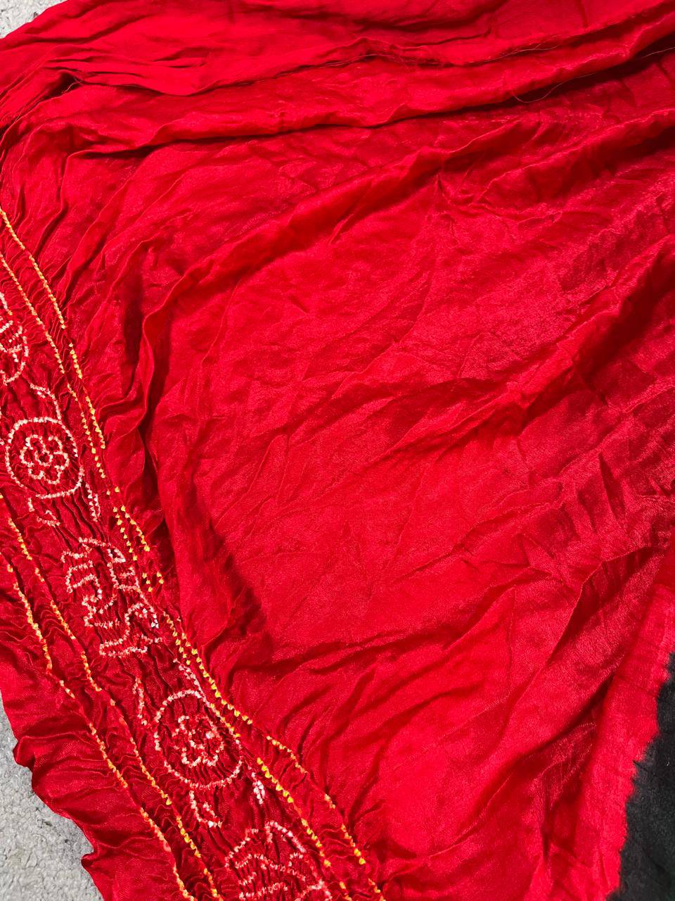 GREEN GAJJI SILK PURE HANDLOOM BHANDEJ SAREE