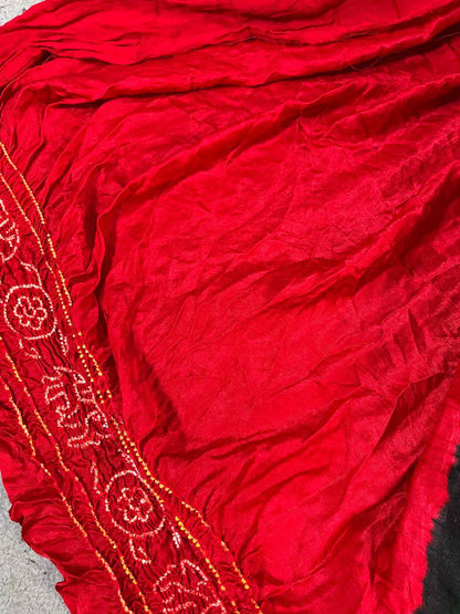 GREEN GAJJI SILK PURE HANDLOOM BHANDEJ SAREE