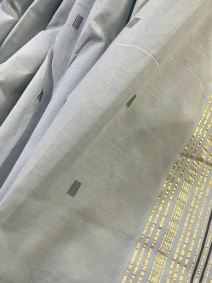 ICE BLUE COTTON PURE HANDLOOM PAITHANI SAREE