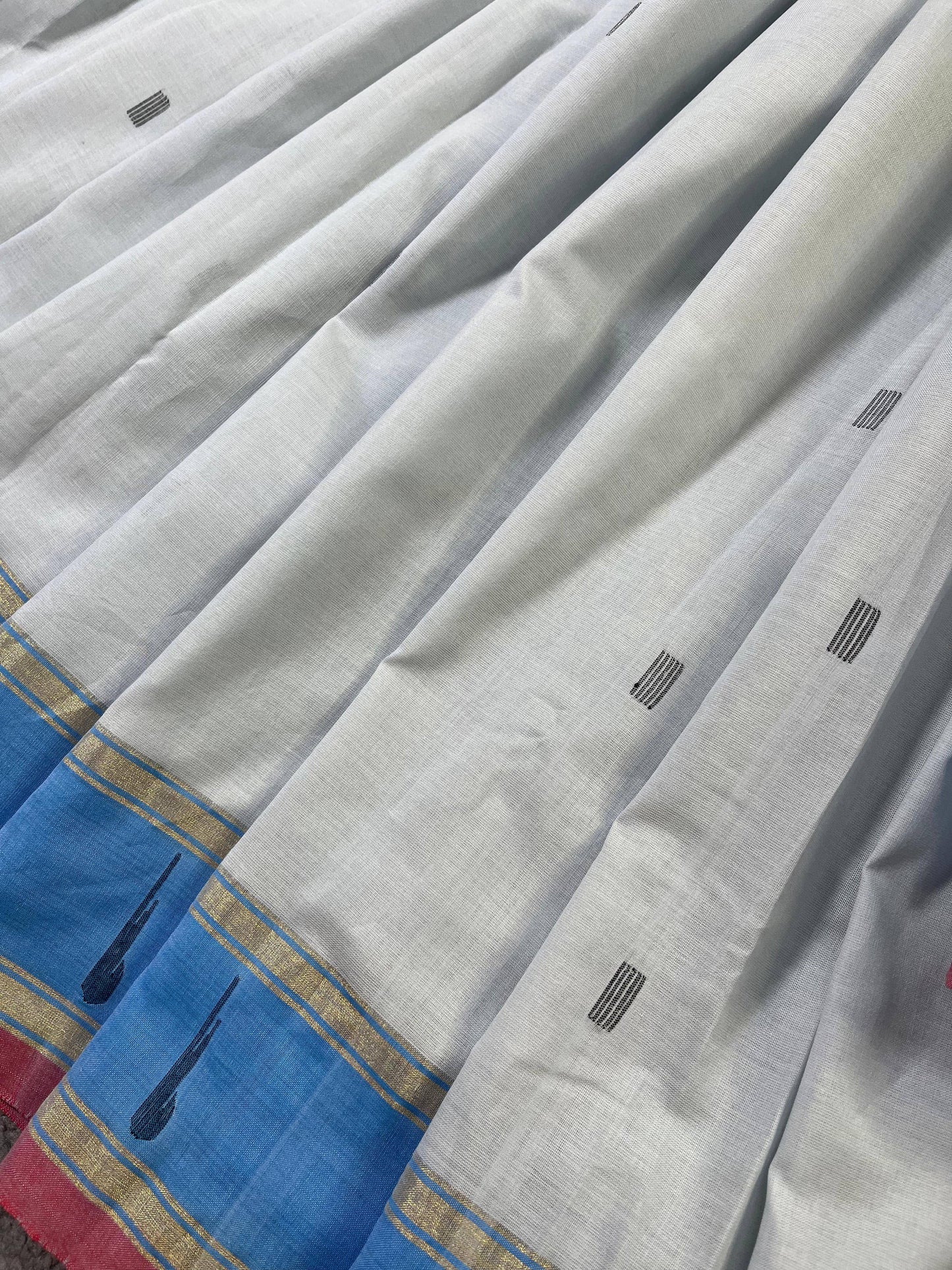 ICE BLUE COTTON PURE HANDLOOM PAITHANI SAREE