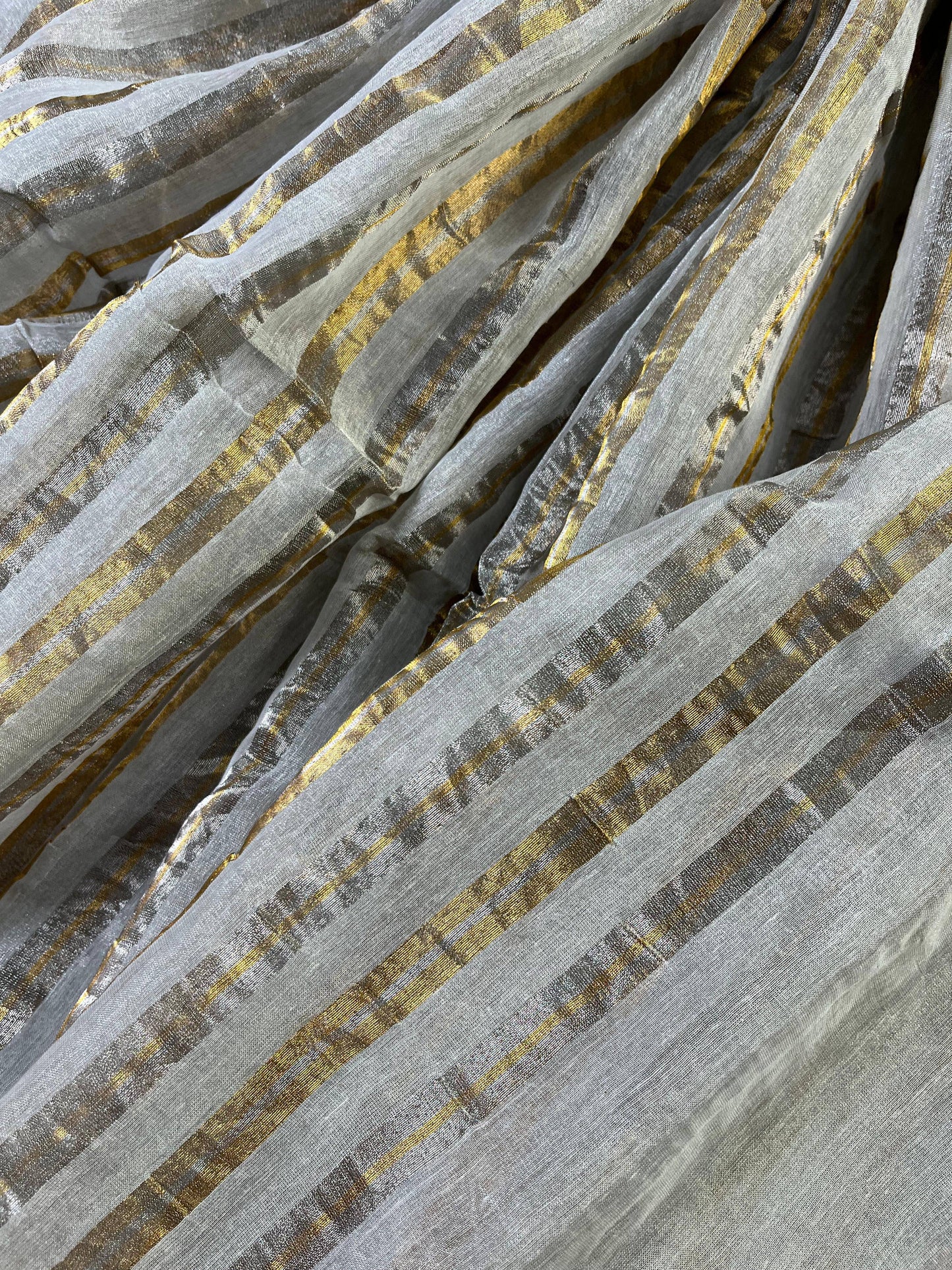 IVORY TISSUE LINEN PURE HANDLOOM LINEN SAREE