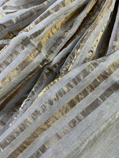 IVORY TISSUE LINEN PURE HANDLOOM LINEN SAREE