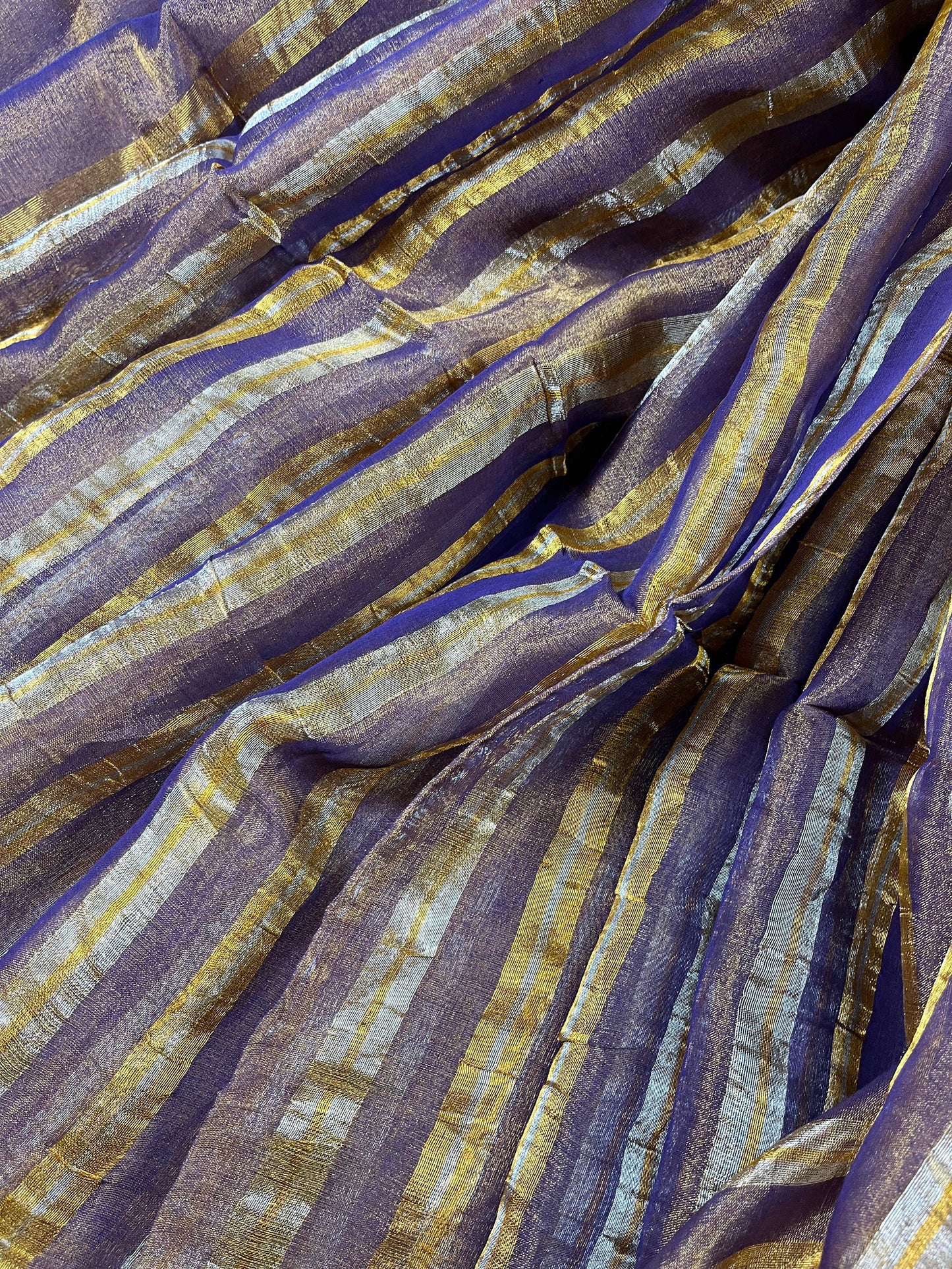 PURPLE TISSUE LINEN PURE HANDLOOM LINEN SAREE