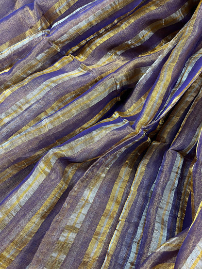 PURPLE TISSUE LINEN PURE HANDLOOM LINEN SAREE