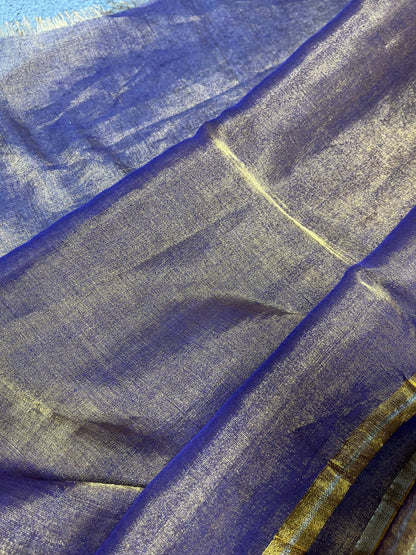 PURPLE TISSUE LINEN PURE HANDLOOM LINEN SAREE