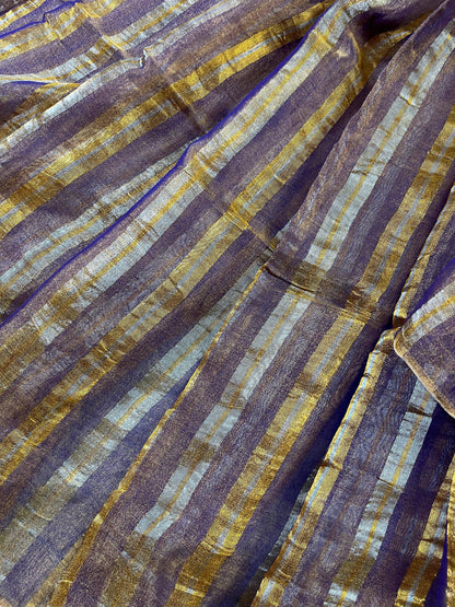 PURPLE TISSUE LINEN PURE HANDLOOM LINEN SAREE