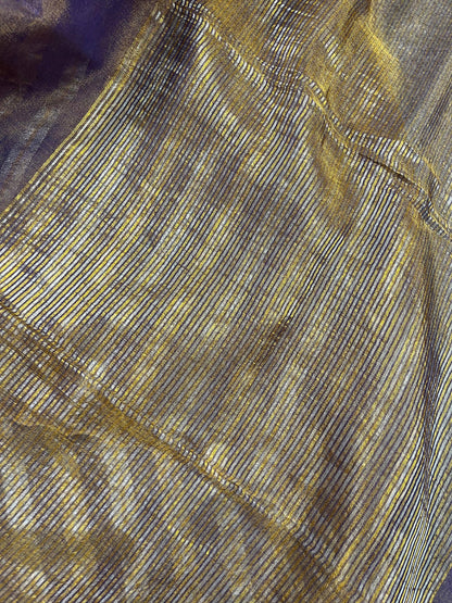 PURPLE TISSUE LINEN PURE HANDLOOM LINEN SAREE