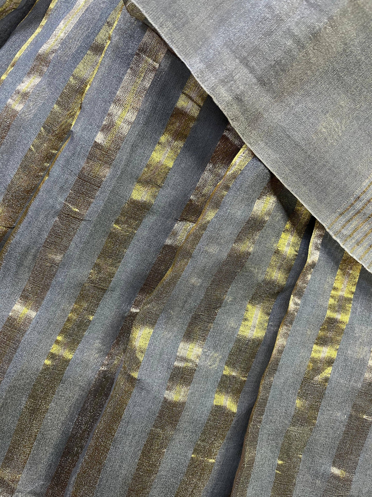 GREY TISSUE LINEN PURE HANDLOOM LINEN SAREE