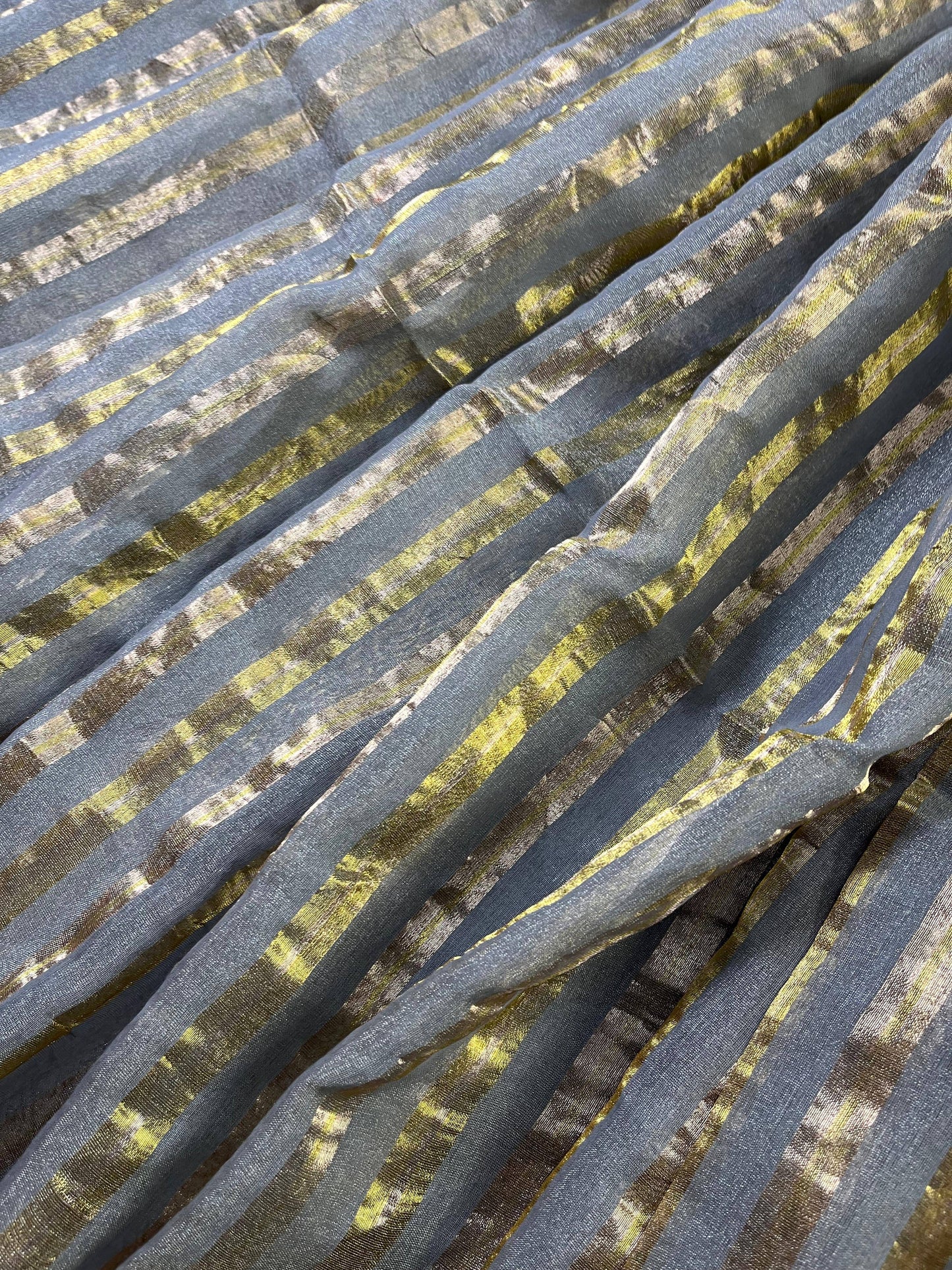 GREY TISSUE LINEN PURE HANDLOOM LINEN SAREE