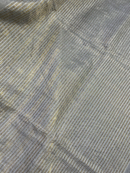 DARK GREY TISSUE LINEN PURE HANDLOOM LINEN SAREE