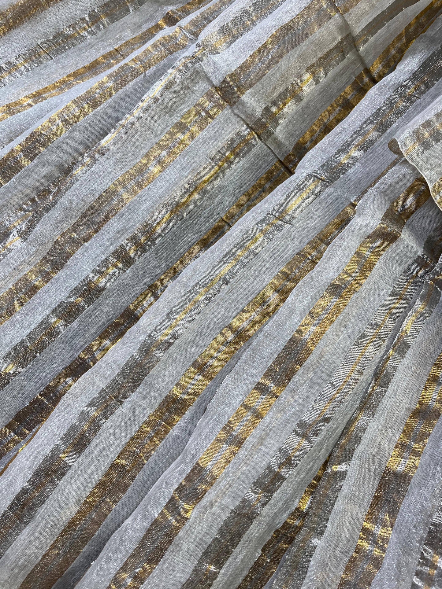 IVORY TISSUE LINEN PURE HANDLOOM LINEN SAREE