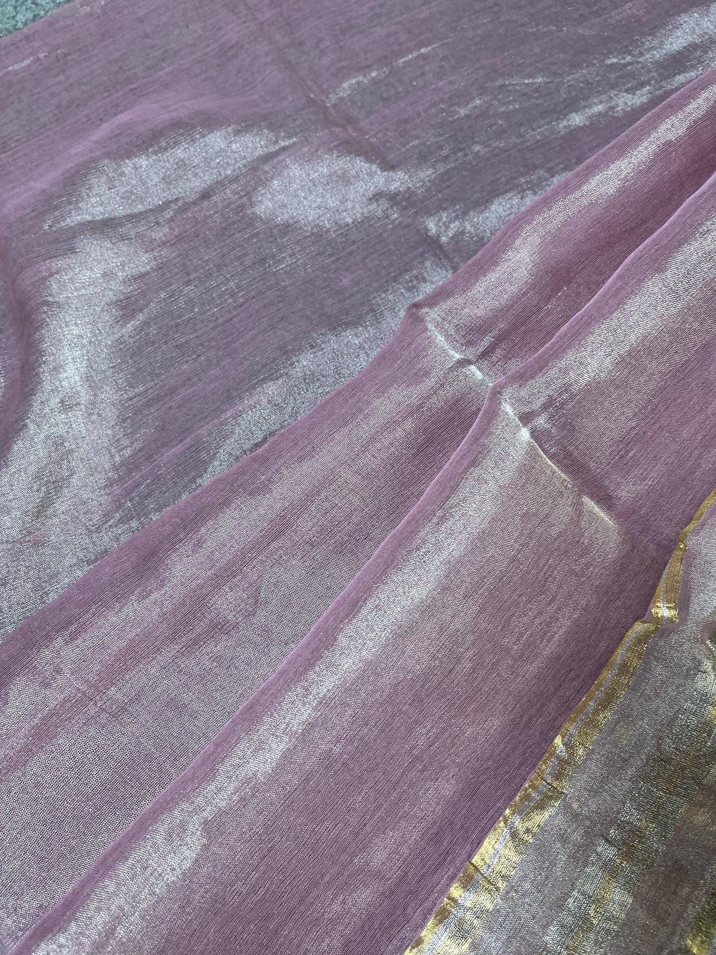 LIGHT PINK TISSUE LINEN PURE HANDLOOM LINEN SAREE