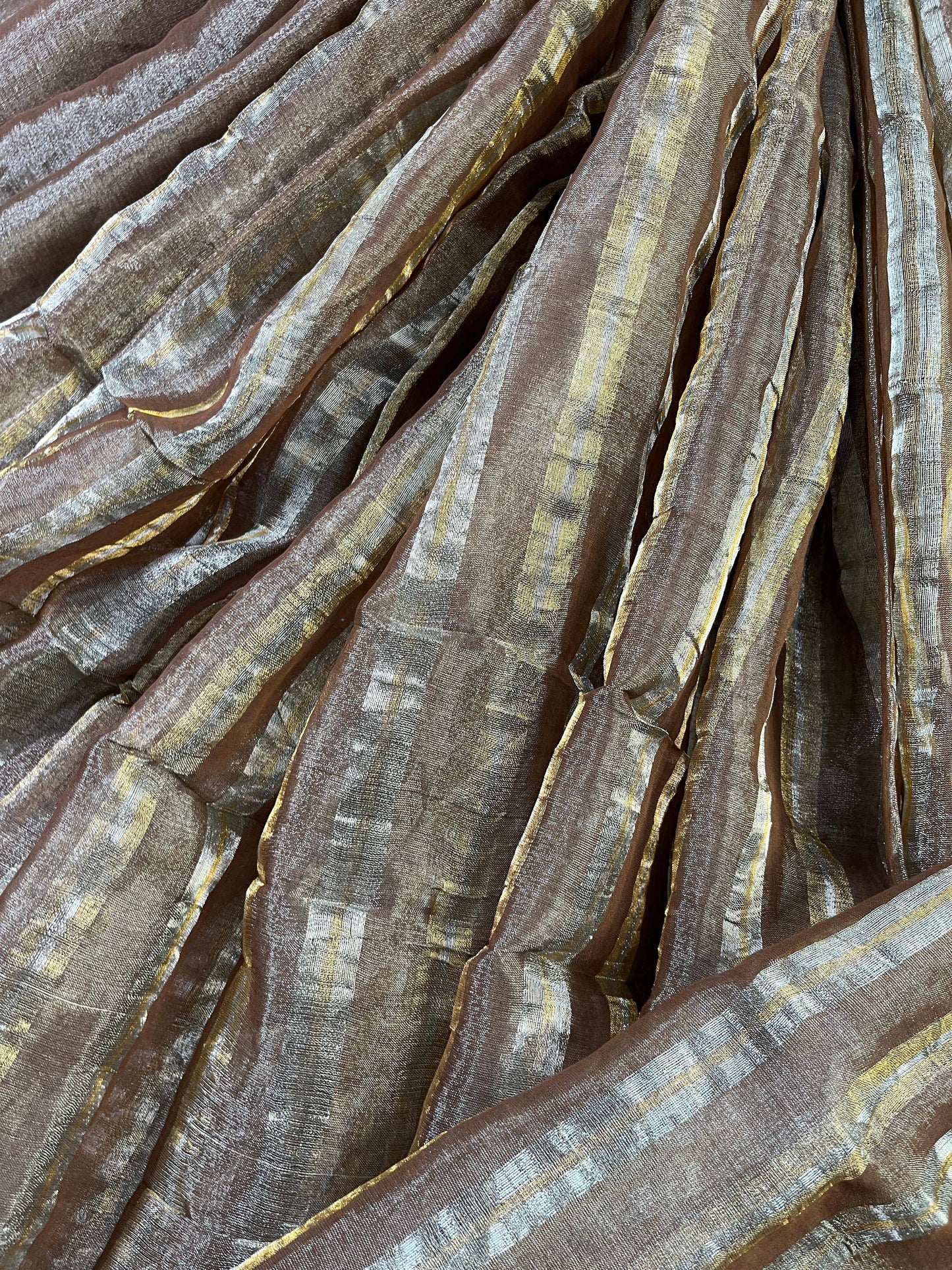 CAPPUCCINO TISSUE LINEN PURE HANDLOOM LINEN SAREE