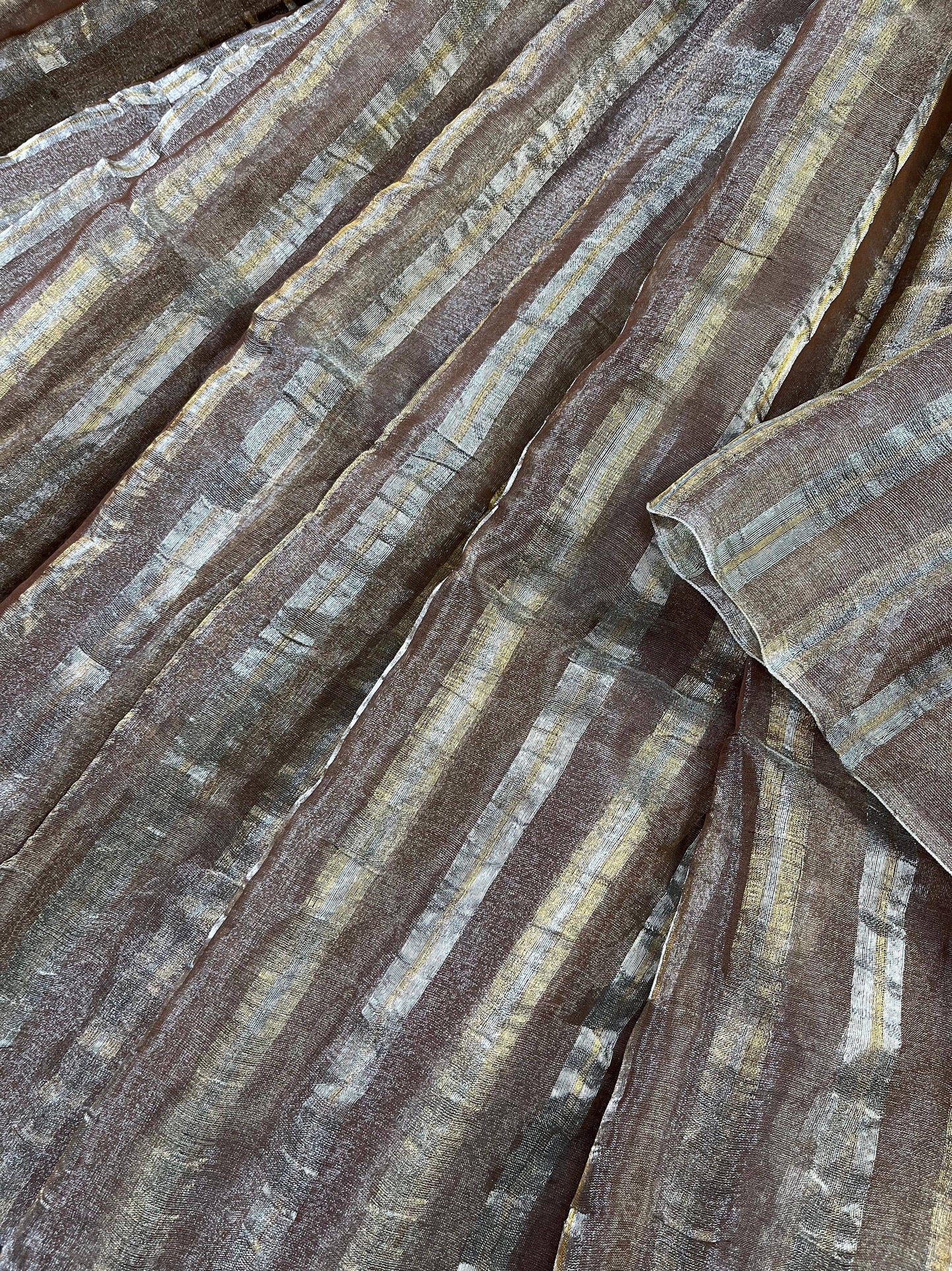 CAPPUCCINO TISSUE LINEN PURE HANDLOOM LINEN SAREE