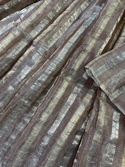 CAPPUCCINO TISSUE LINEN PURE HANDLOOM LINEN SAREE