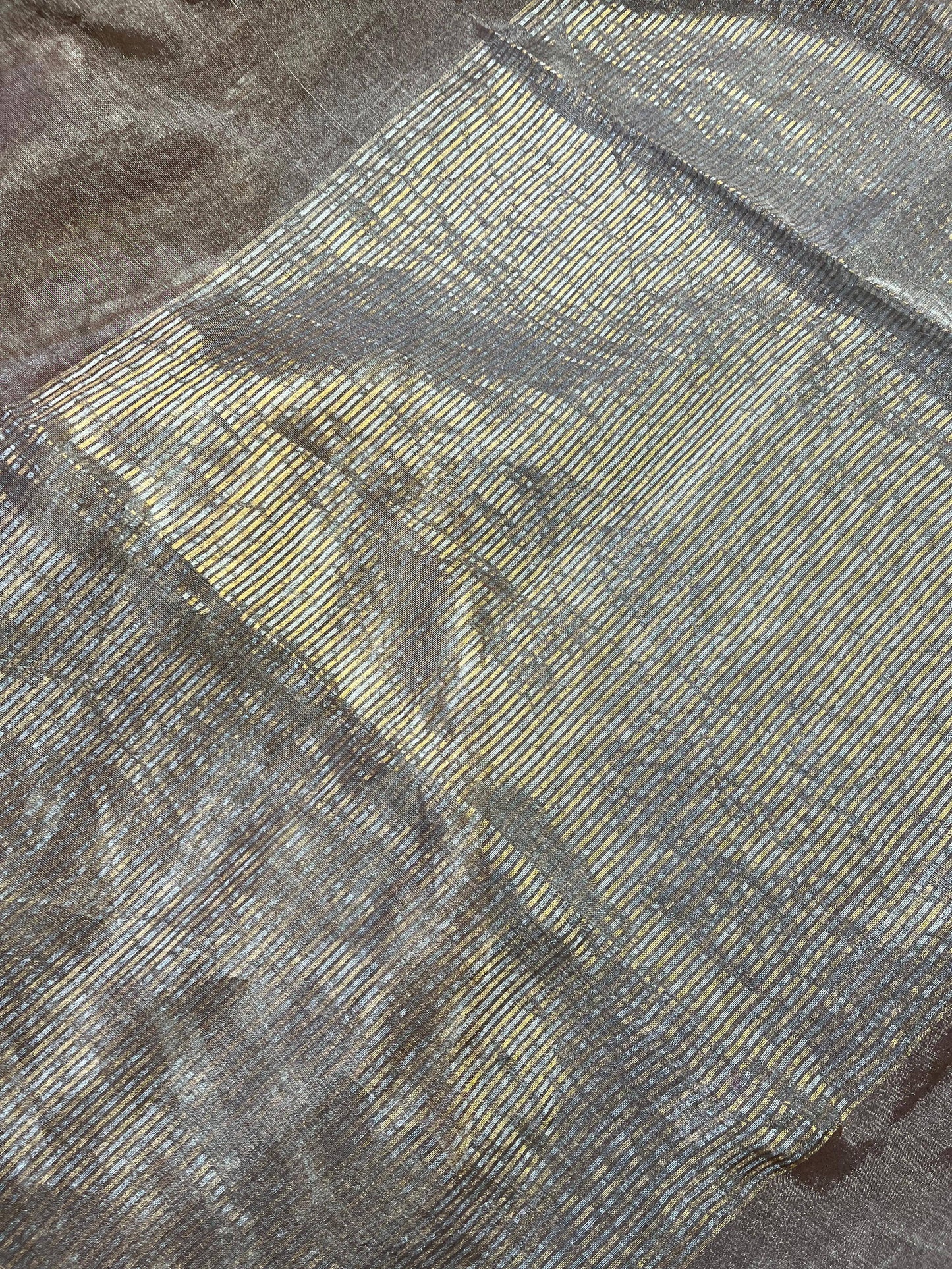 CAPPUCCINO TISSUE LINEN PURE HANDLOOM LINEN SAREE