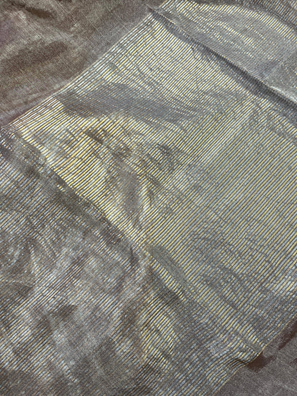 CAPPUCCINO TISSUE LINEN PURE HANDLOOM LINEN SAREE