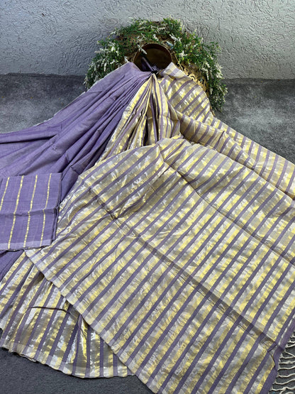 LILAC PURE HANDLOOM KERALA COTTON SAREE