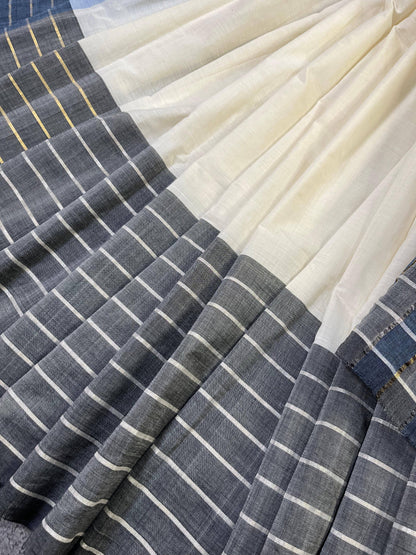 WHITE PURE HANDLOOM KERALA COTTON SAREE