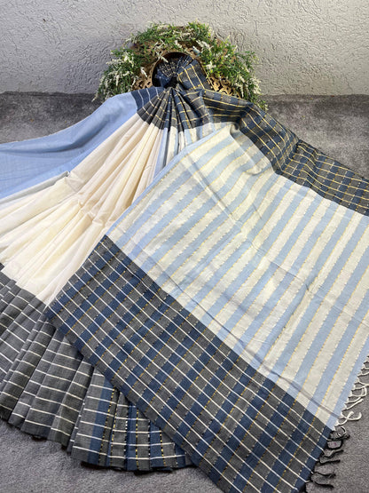 WHITE PURE HANDLOOM KERALA COTTON SAREE