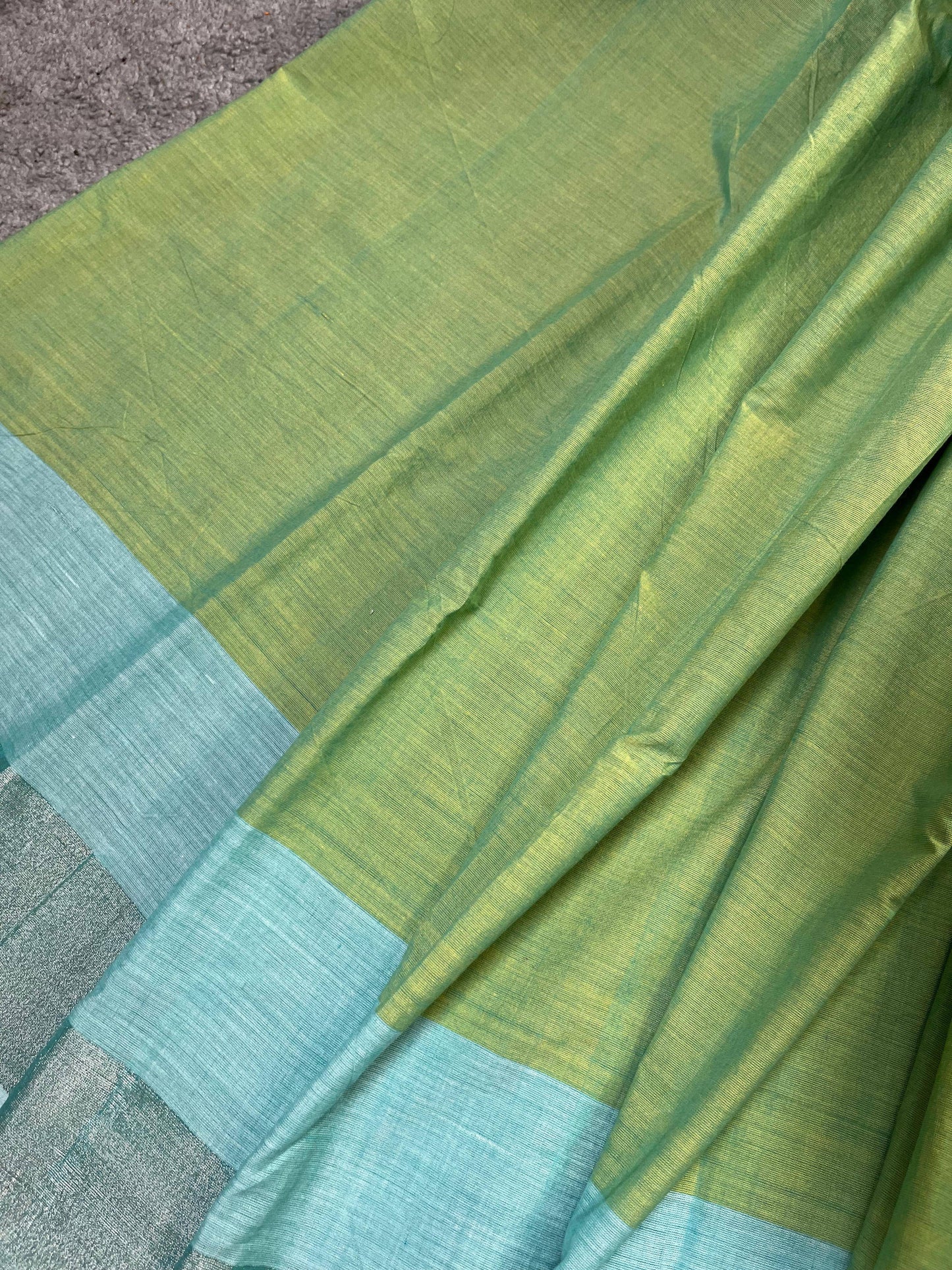 PISTA GREEN PURE HANDLOOM KERALA COTTON SAREE