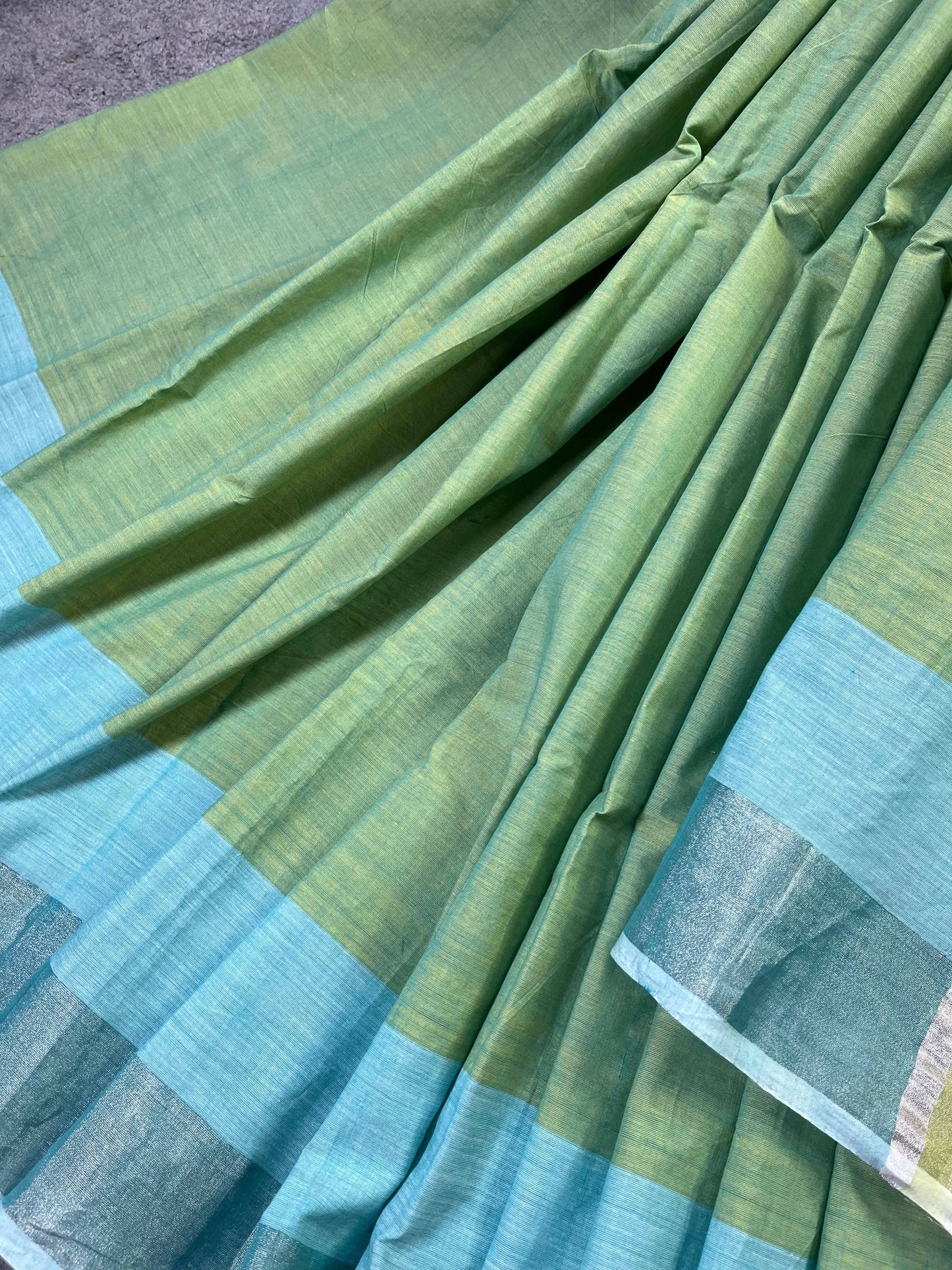 PISTA GREEN PURE HANDLOOM KERALA COTTON SAREE