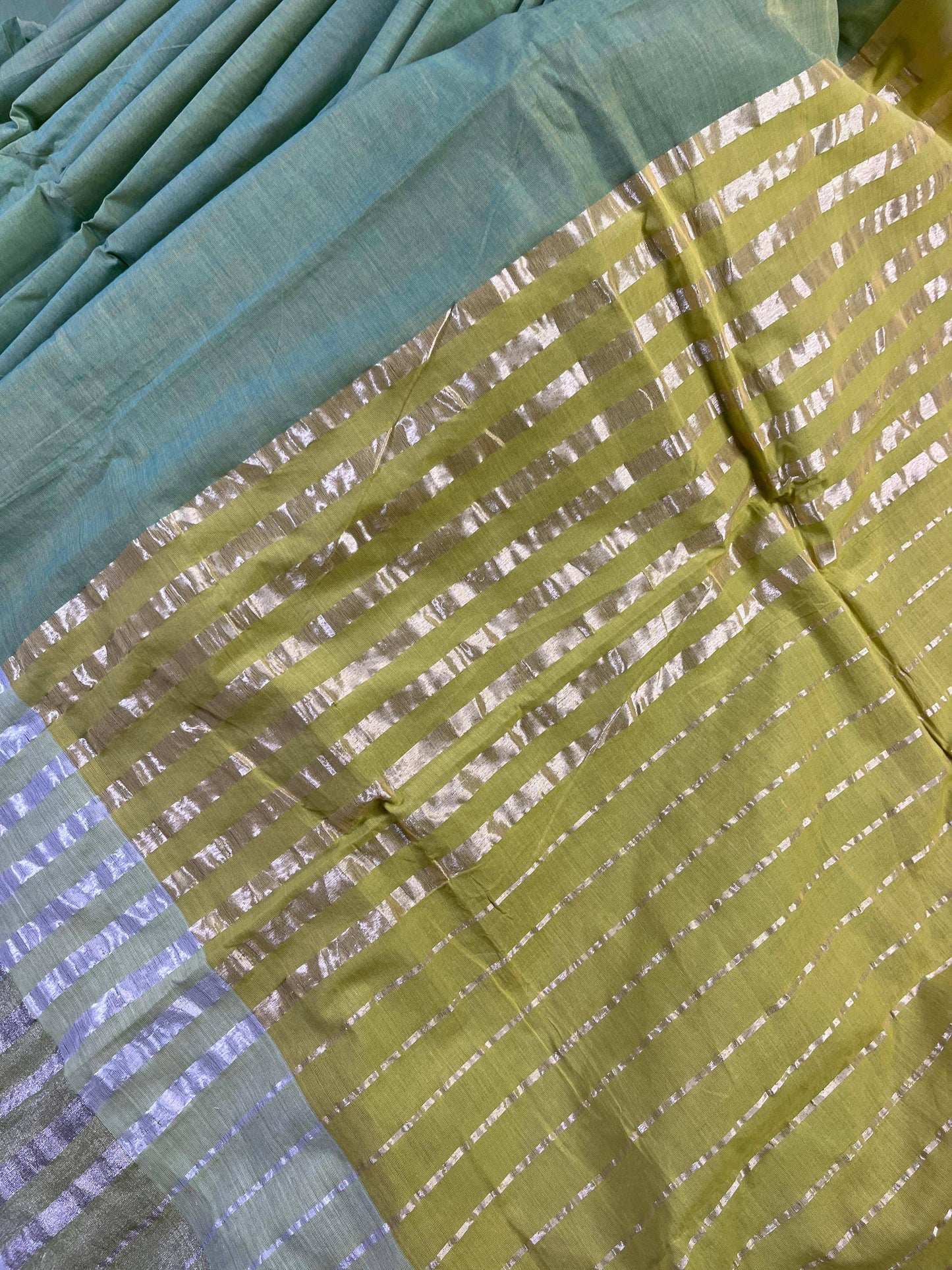 PISTA GREEN PURE HANDLOOM KERALA COTTON SAREE