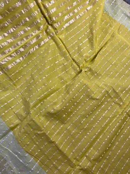 PISTA GREEN PURE HANDLOOM KERALA COTTON SAREE