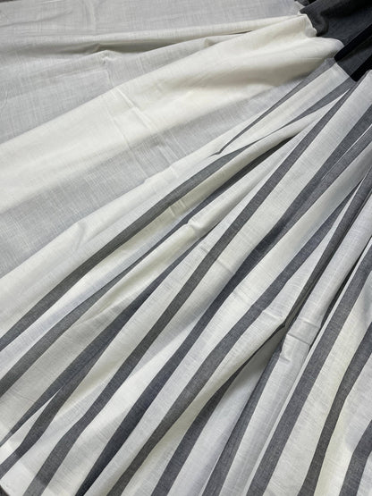 GREY WHITE PURE HANDLOOM KERALA COTTON SAREE