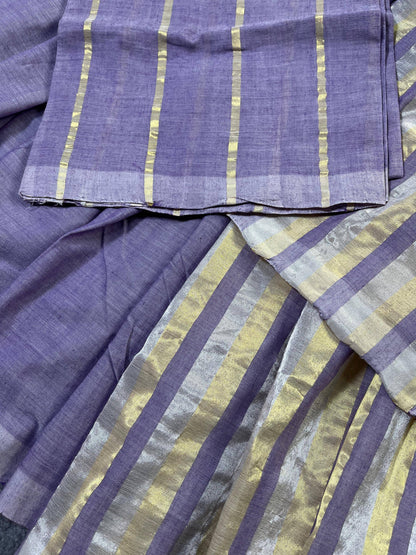LILAC PURE HANDLOOM KERALA COTTON SAREE