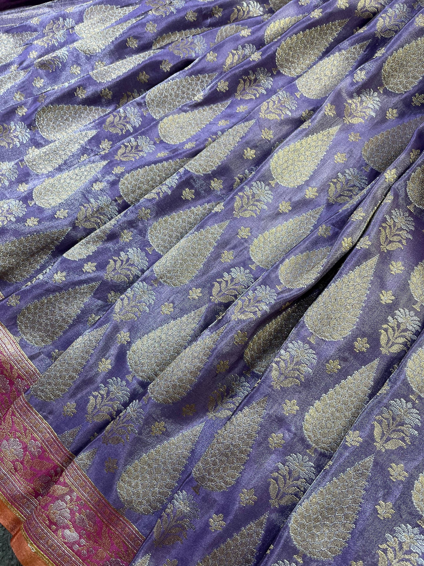 LILAC TISSUE SILK PURE HANDLOOM BANARASI SAREE