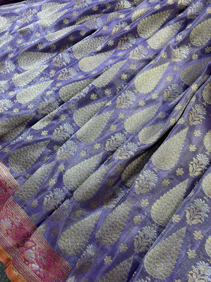 LILAC TISSUE SILK PURE HANDLOOM BANARASI SAREE