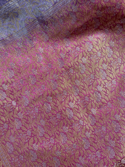 LILAC TISSUE SILK PURE HANDLOOM BANARASI SAREE
