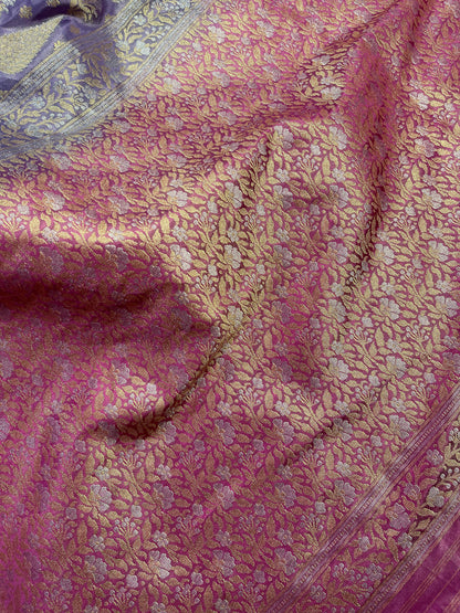 LILAC TISSUE SILK PURE HANDLOOM BANARASI SAREE