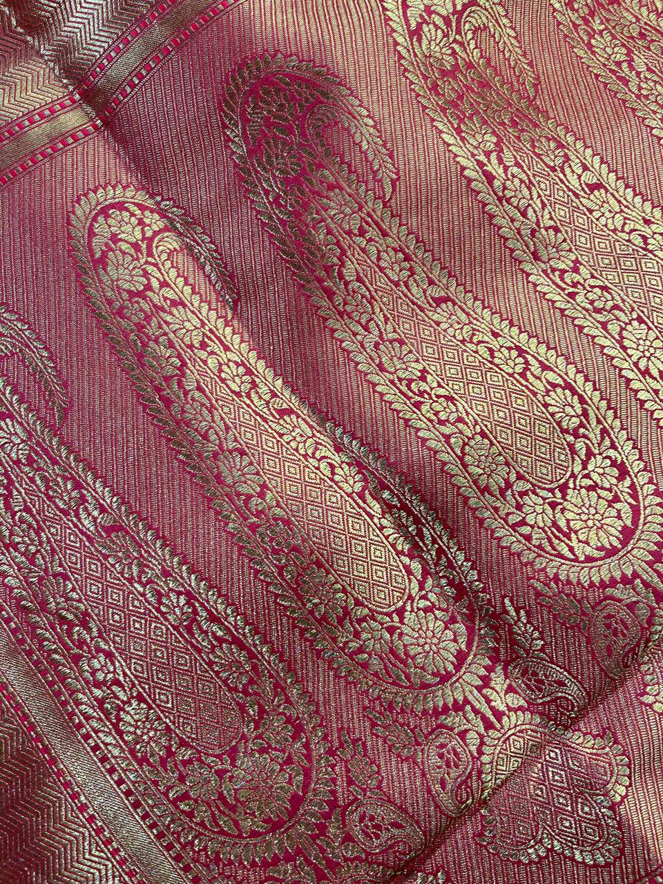 ORANGE GOLD KATAN TISSUE PURE HANDLOOM BANARASI SAREE