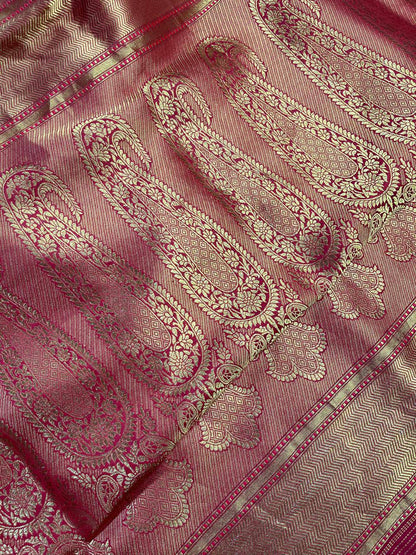 ORANGE GOLD KATAN TISSUE PURE HANDLOOM BANARASI SAREE