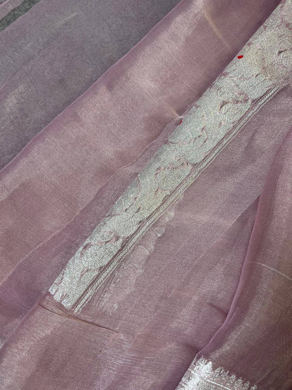 MAUVE TISSUE CHIFFON PURE HANDLOOM BANARASI SAREE