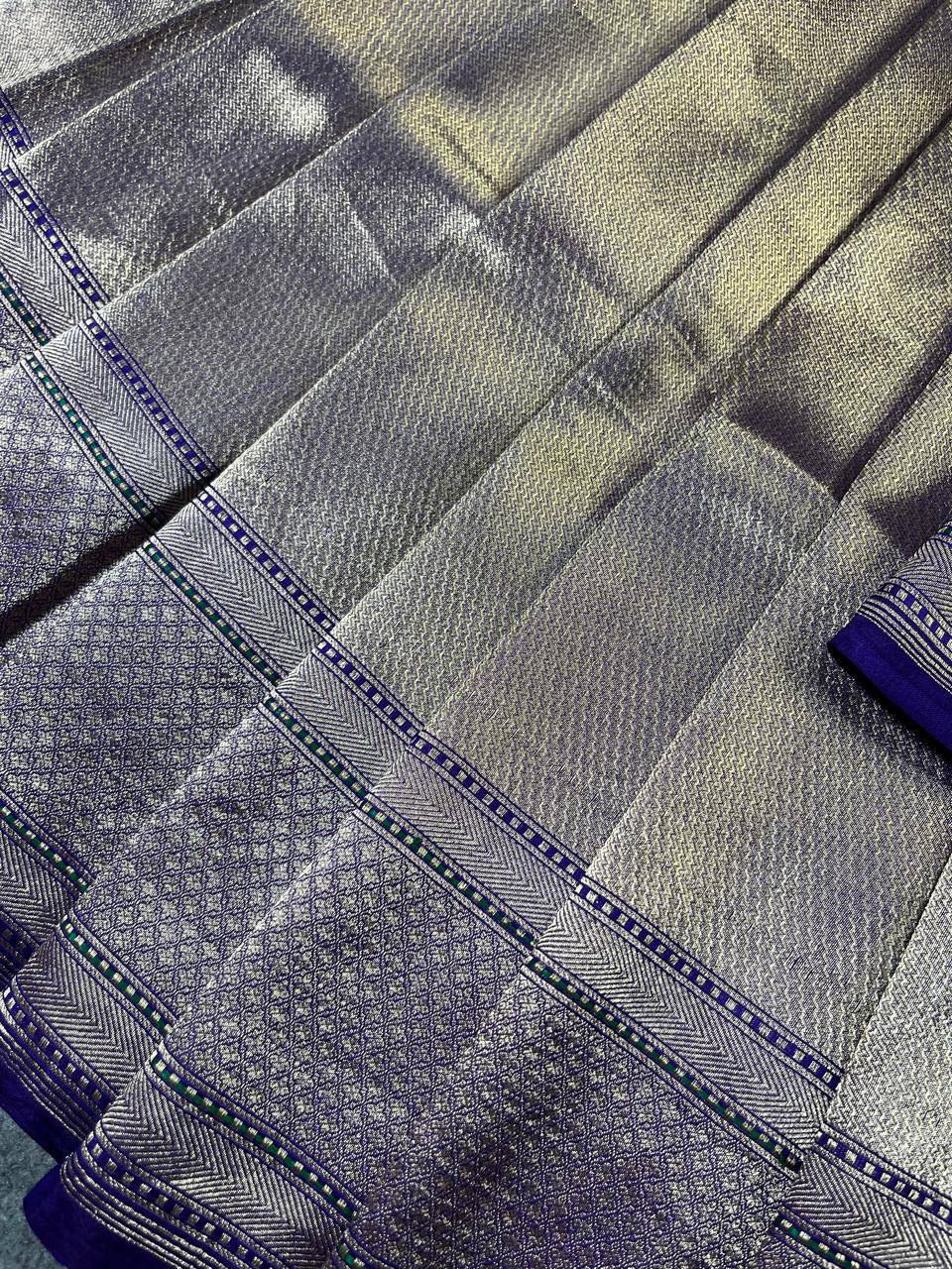 PURPLE GOLD KATAN TISSUE PURE HANDLOOM BANARASI SAREE