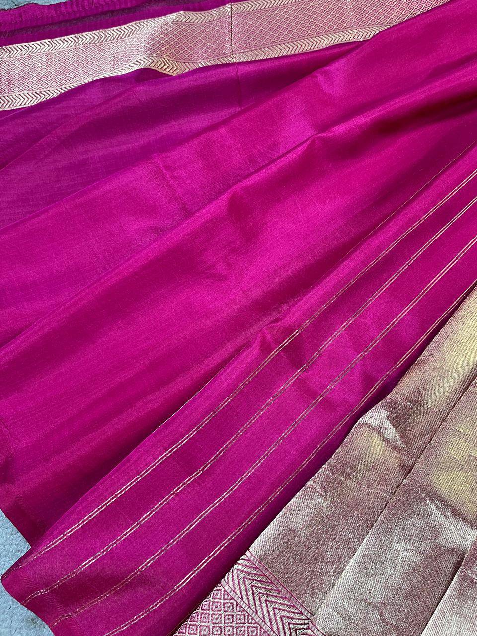 PINK GOLD KATAN TISSUE PURE HANDLOOM BANARASI SAREE